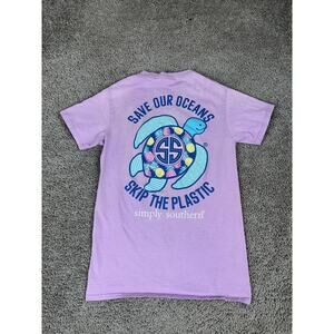 Simply Southern Shirt Womens Small Purple Save Our Oceans Turtle Graphic Tee